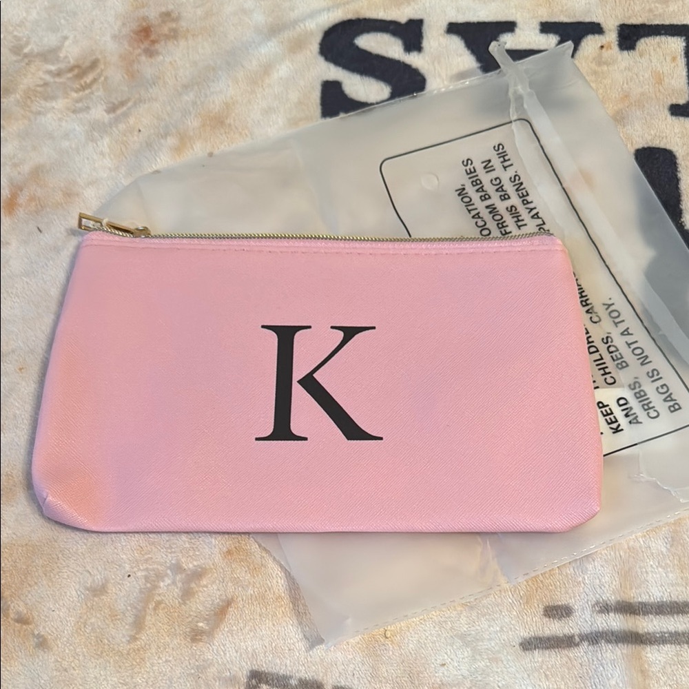 Pink Pouch with Initial 'K'